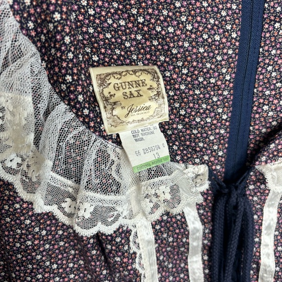 GUNNE SAX by Jessica Vintage Rare Purple Floral Prairie Dress Size 13 Sleeveless - Picture 14 of 15